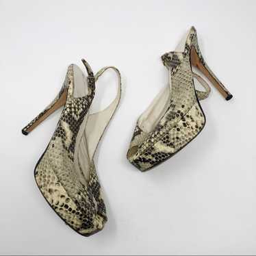 Bettye Muller peep toe snakeskin heels