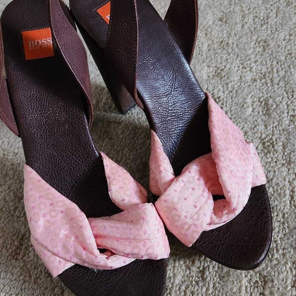 Hugo Boss Silk Wood y2k pink Sandal Pumps 6.5 - image 5