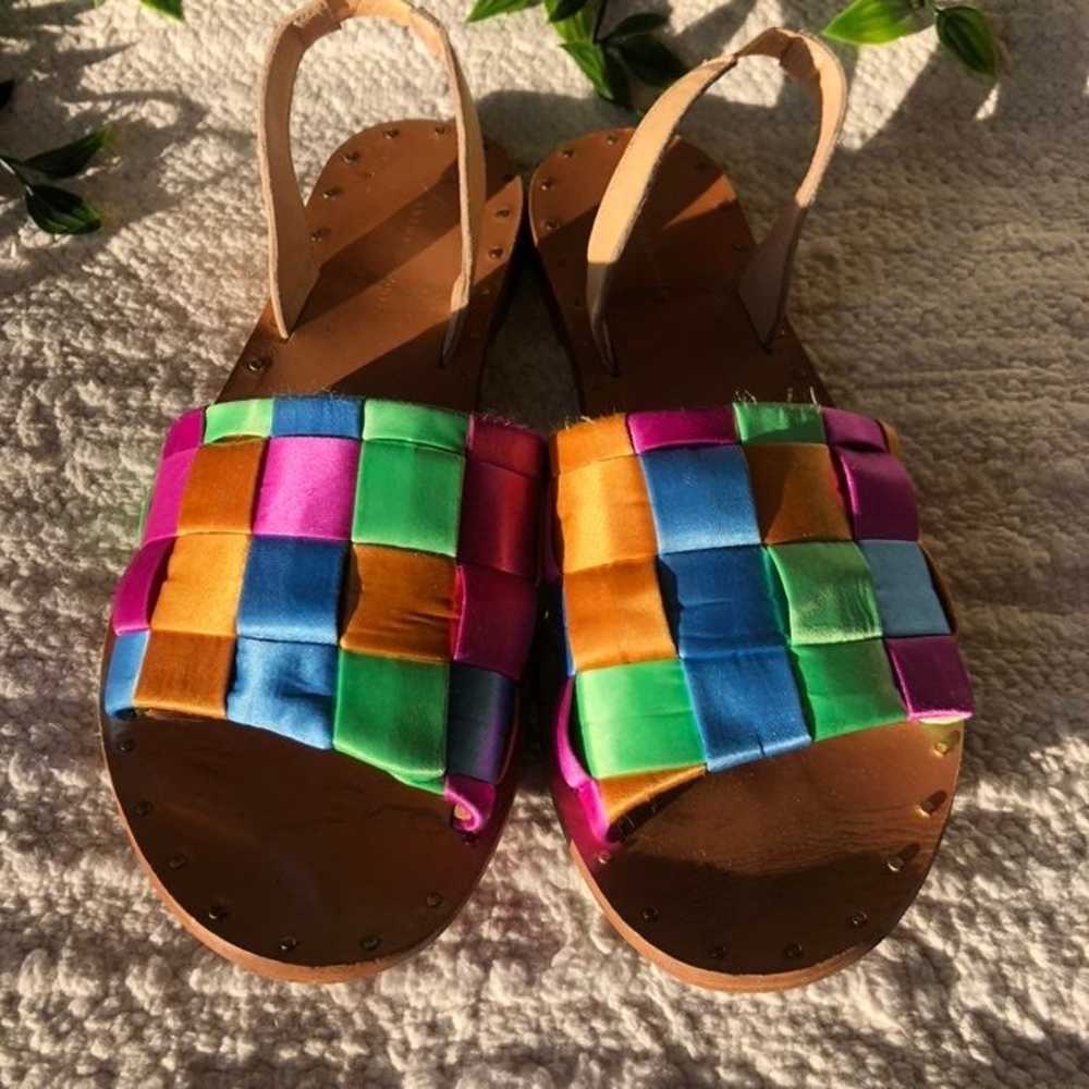 Woven colorful leather slide sandals - image 3