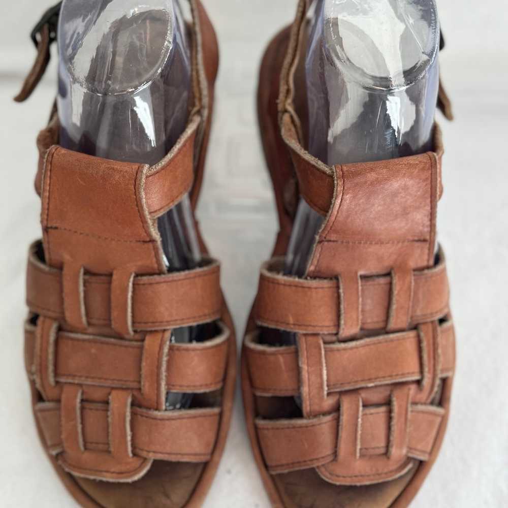 Vintage Brown Leather Buckle Sandals Unbranded Un… - image 2