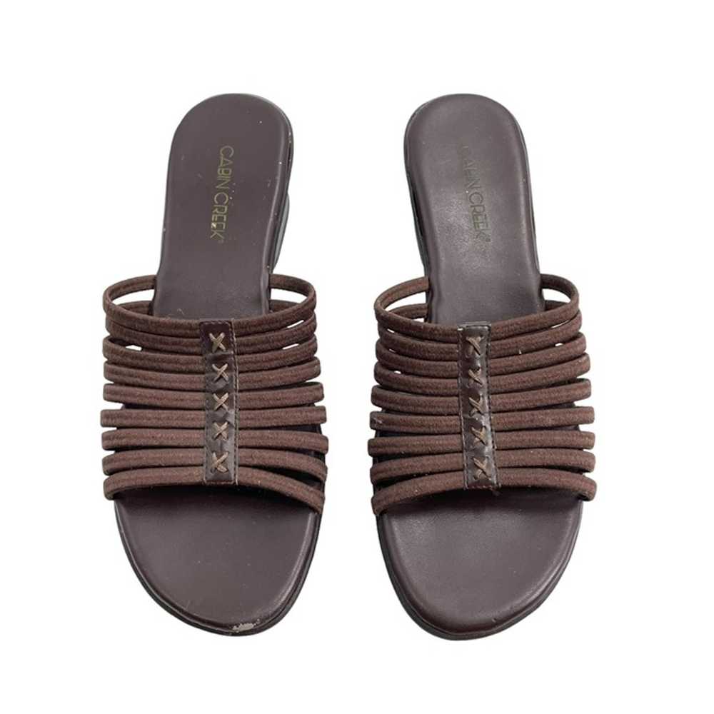 Vintage Y2K Cabin Creek Brown Strappy Wedges Slip… - image 4