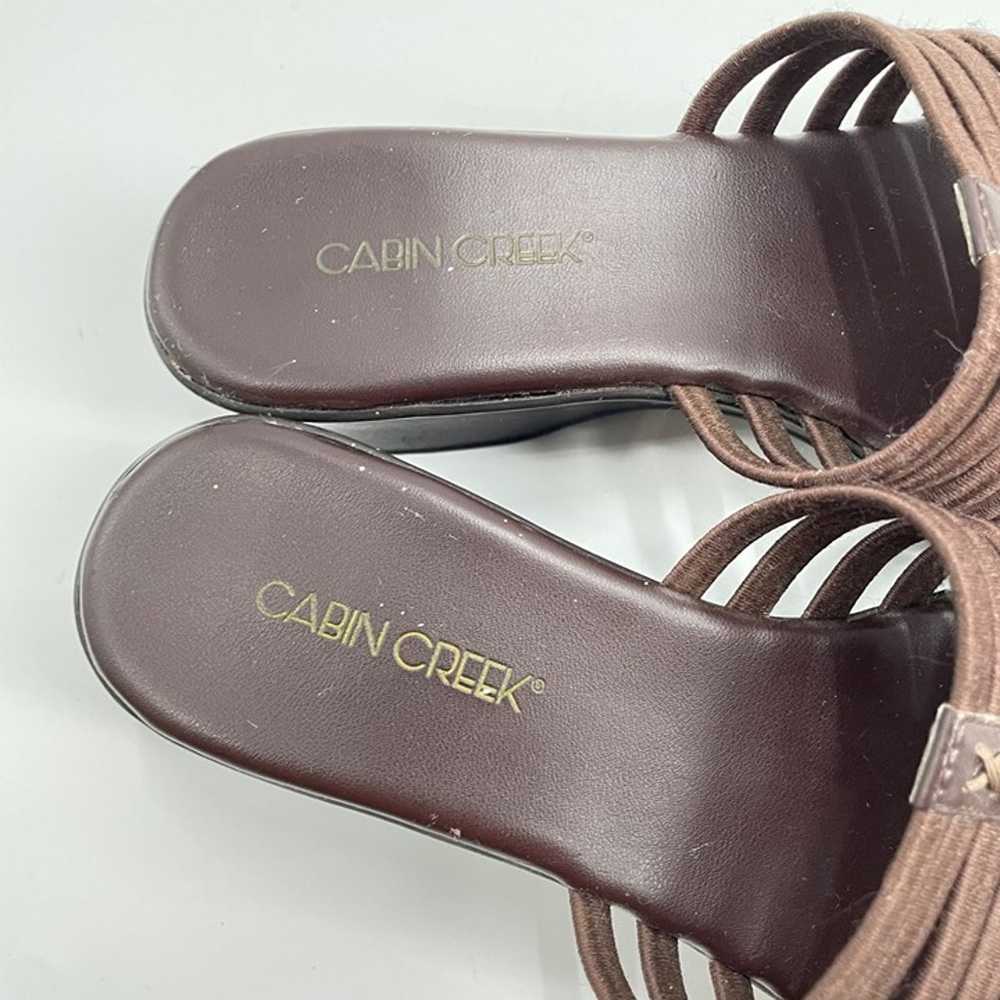 Vintage Y2K Cabin Creek Brown Strappy Wedges Slip… - image 7