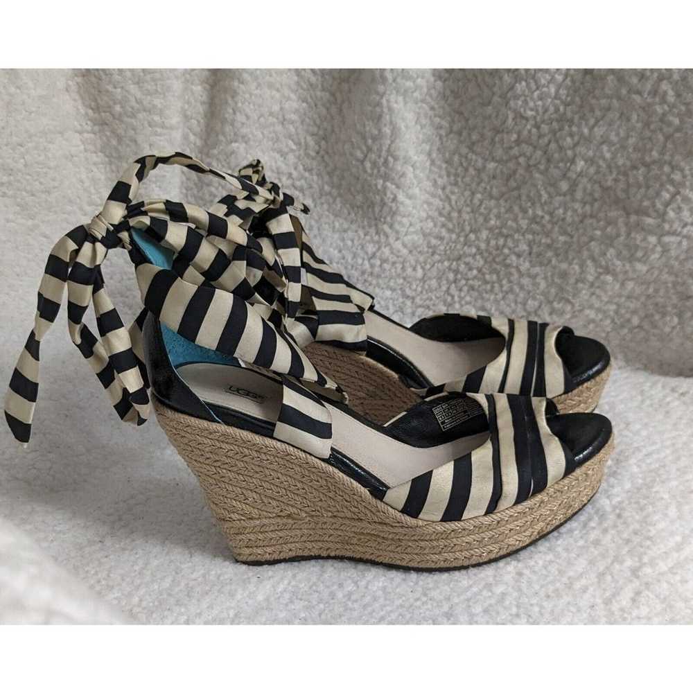 UGG Luciana Wedge Sandals Shoes 8.5 Black Cream S… - image 3