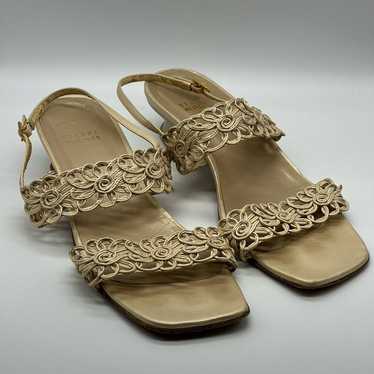 Stuart Weitzman Vintage Cream Square Toe Sandals