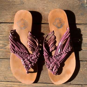 Vintage ecote purple leather sandals