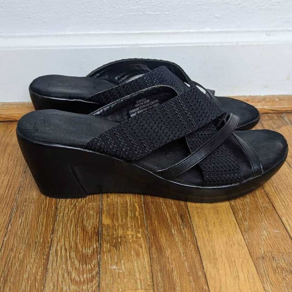 Vtg 2000s White Mountain Black Platform Fabric Sl… - image 3