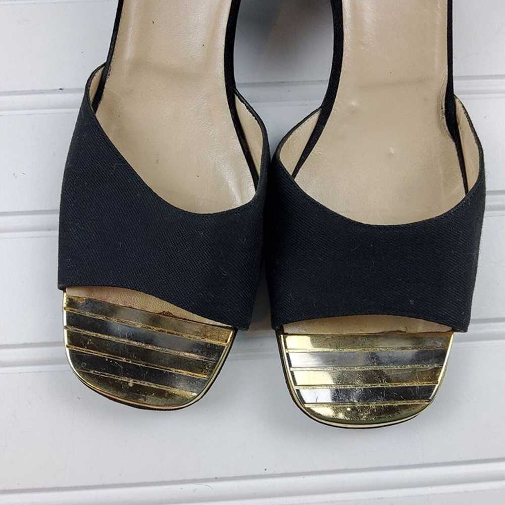 Vintage Bruno Magli Women's Fabric Gold Toe Sanda… - image 10