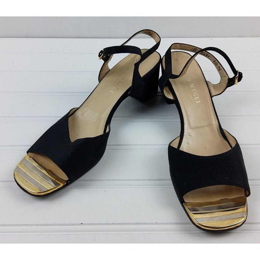 Vintage Bruno Magli Women's Fabric Gold Toe Sanda… - image 1