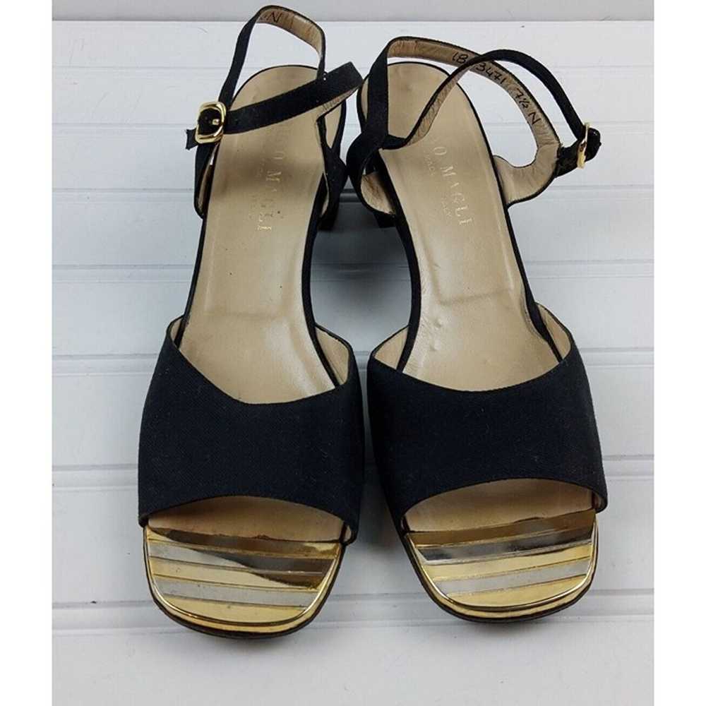 Vintage Bruno Magli Women's Fabric Gold Toe Sanda… - image 2