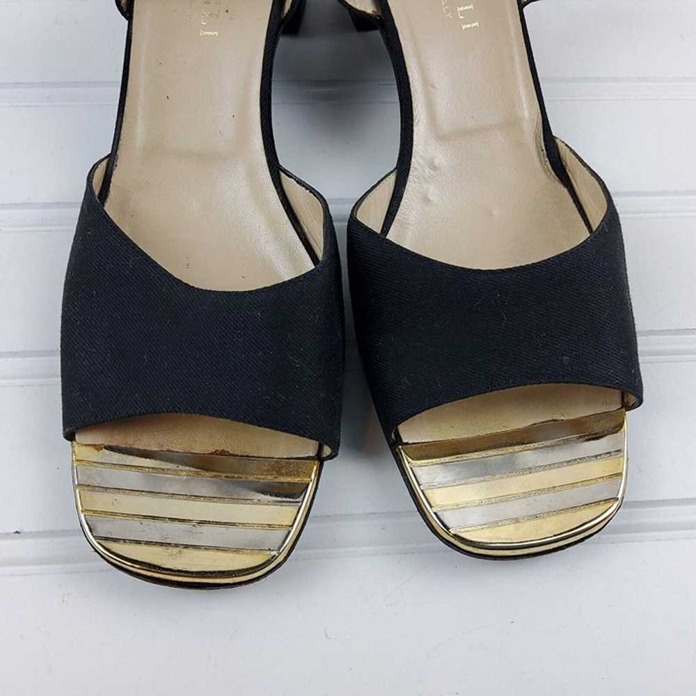 Vintage Bruno Magli Women's Fabric Gold Toe Sanda… - image 3