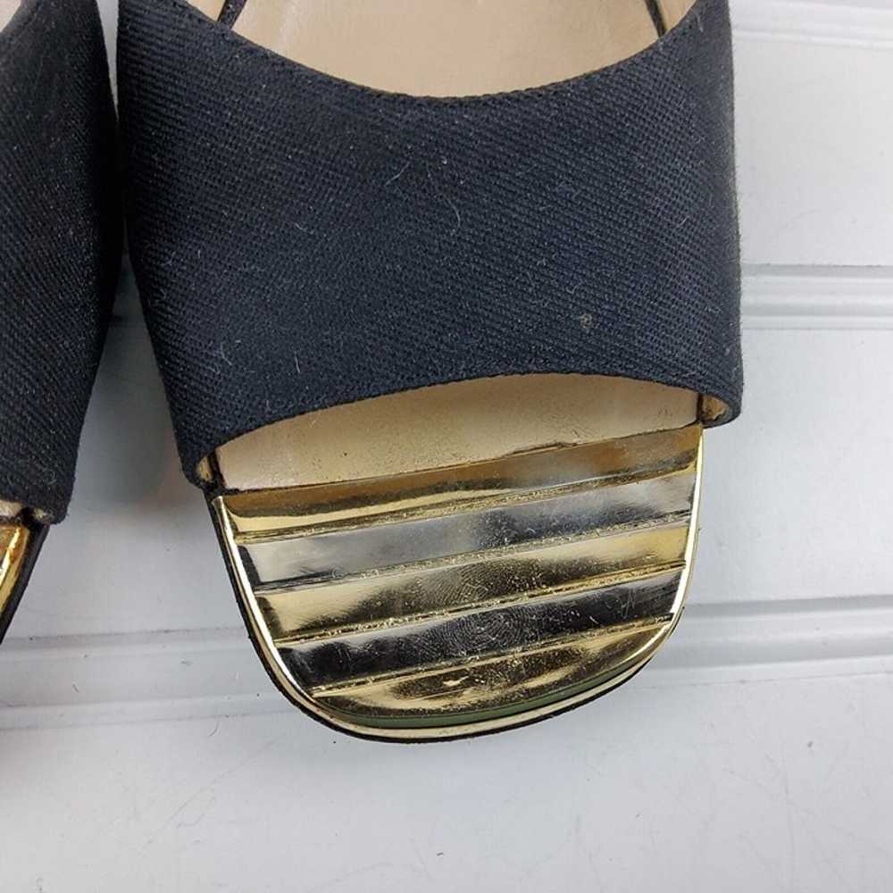 Vintage Bruno Magli Women's Fabric Gold Toe Sanda… - image 5