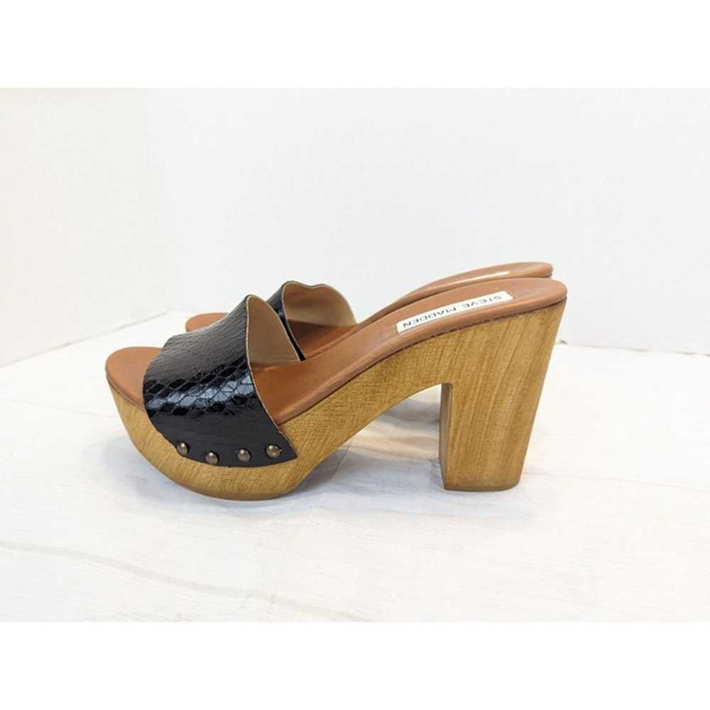 STEVE MADDEN Akela Wood Heel Platform Sandals Bro… - image 2