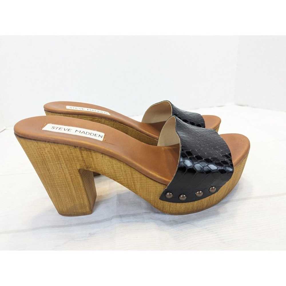 STEVE MADDEN Akela Wood Heel Platform Sandals Bro… - image 7