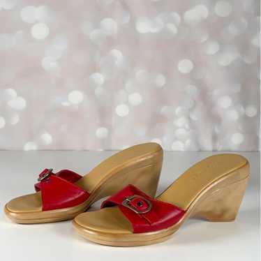 NORDSTROM Red Leather Wedge Size 6