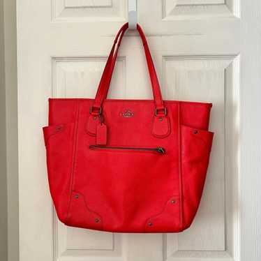 Vintage Bright Red Coach Tote Bag