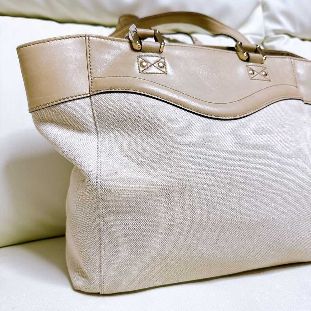 GUCCI Canvas Leather Tote Bag Vintage Ivory - image 3