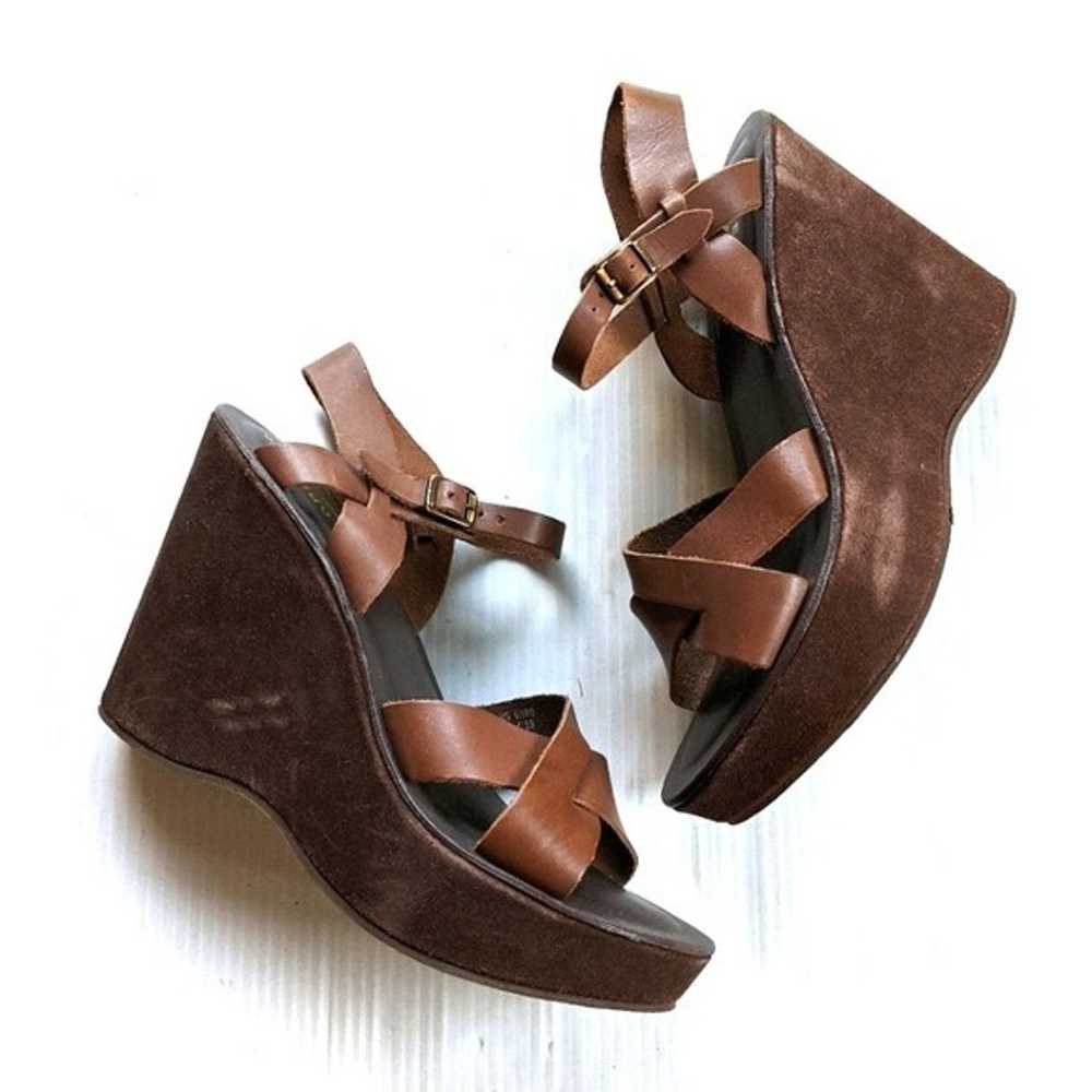 KORK EASE Bette Strappy Brown Suede Chunky Platfo… - image 1