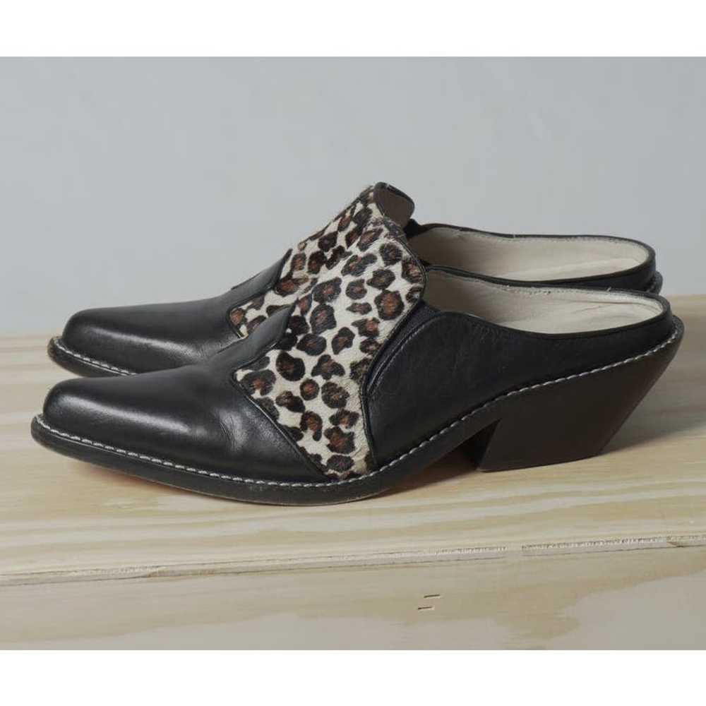 Maya Vintage Calf Hair Two Step Mule Black Cream … - image 4