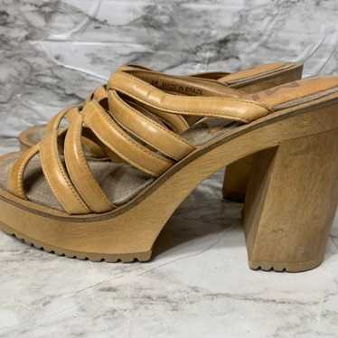 MIA Vintage Y2K Platform strappy Sandals wooden h… - image 1