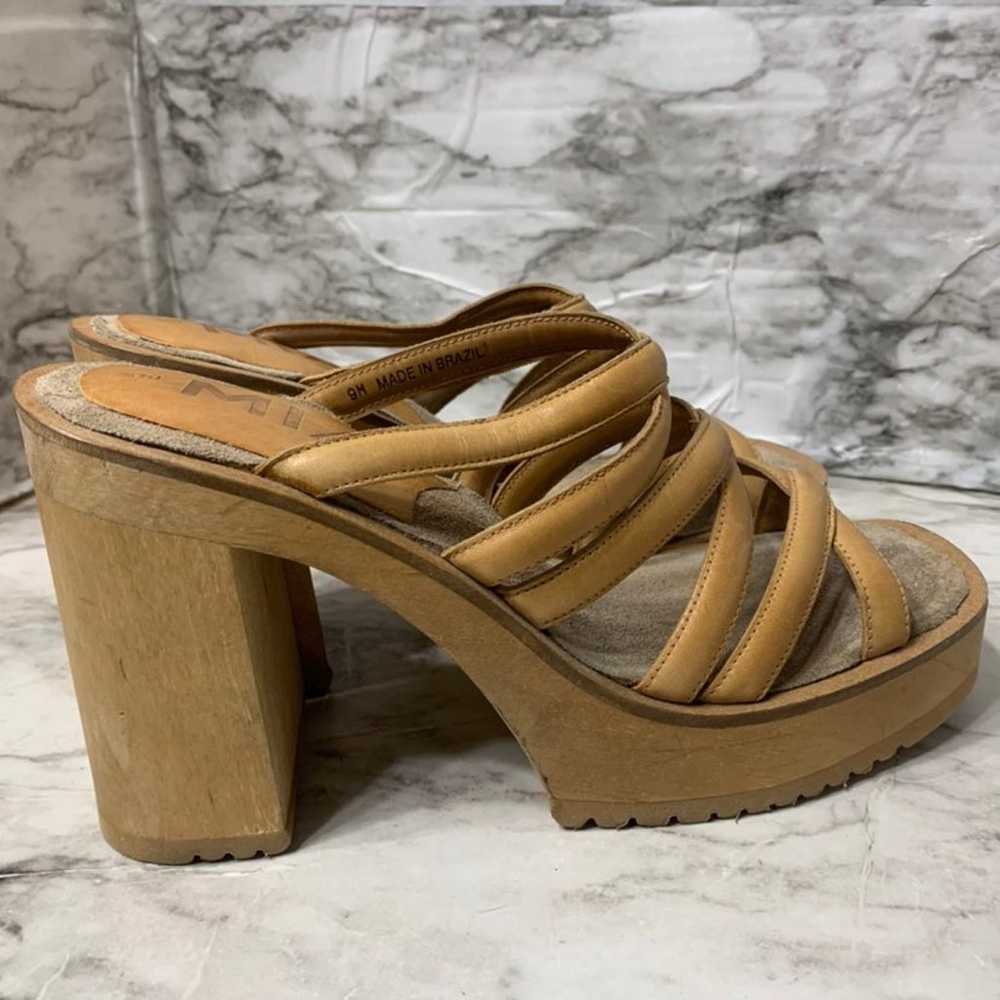 MIA Vintage Y2K Platform strappy Sandals wooden h… - image 5