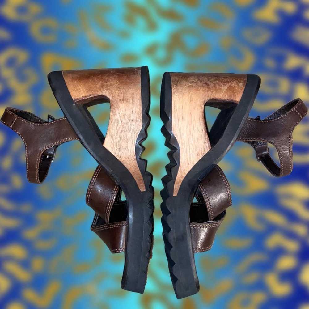 Vintage 90’s Candie’s Chunky Cutout Wooden Wedge … - image 3