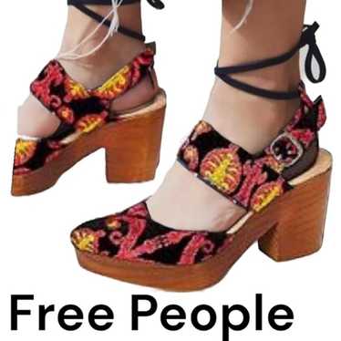 Free people Monaco Clog black yellow sandals shoe… - image 1