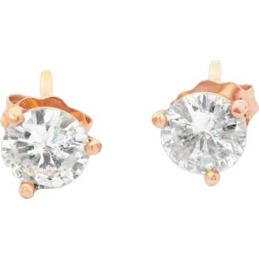 Contemporary 14k Rose Gold Diamond Stud Earrings - image 1