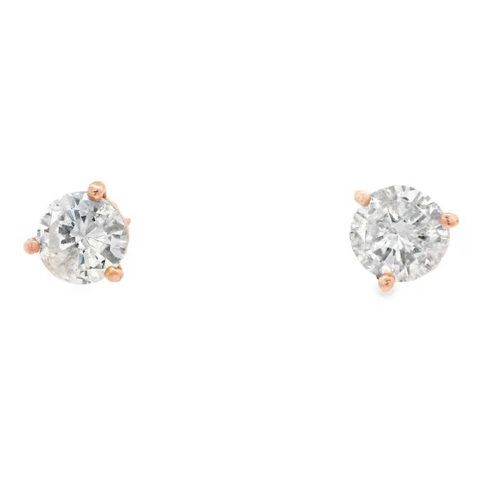 Contemporary 14k Rose Gold Diamond Stud Earrings - image 3