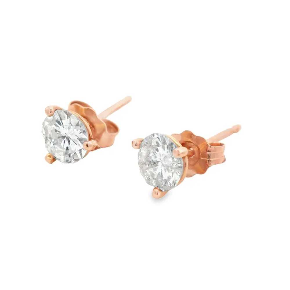 Contemporary 14k Rose Gold Diamond Stud Earrings - image 4