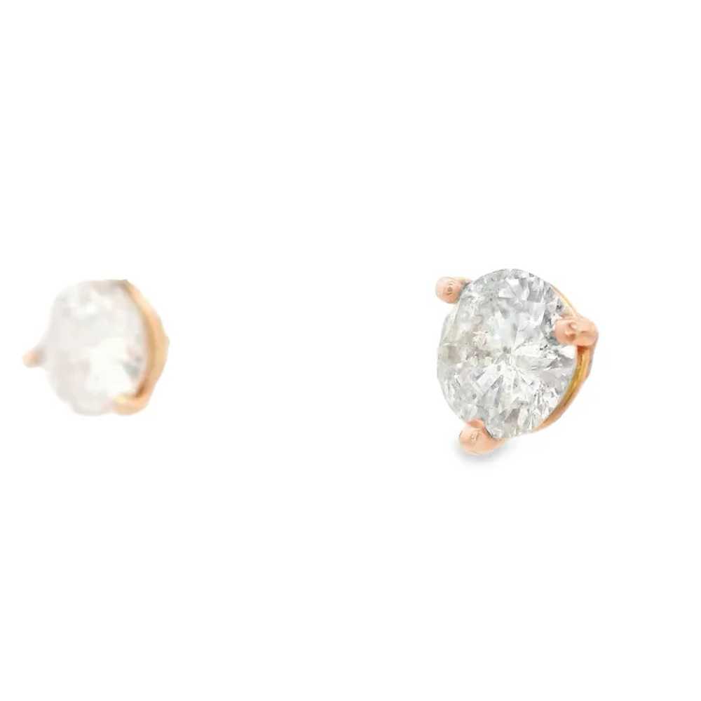 Contemporary 14k Rose Gold Diamond Stud Earrings - image 5