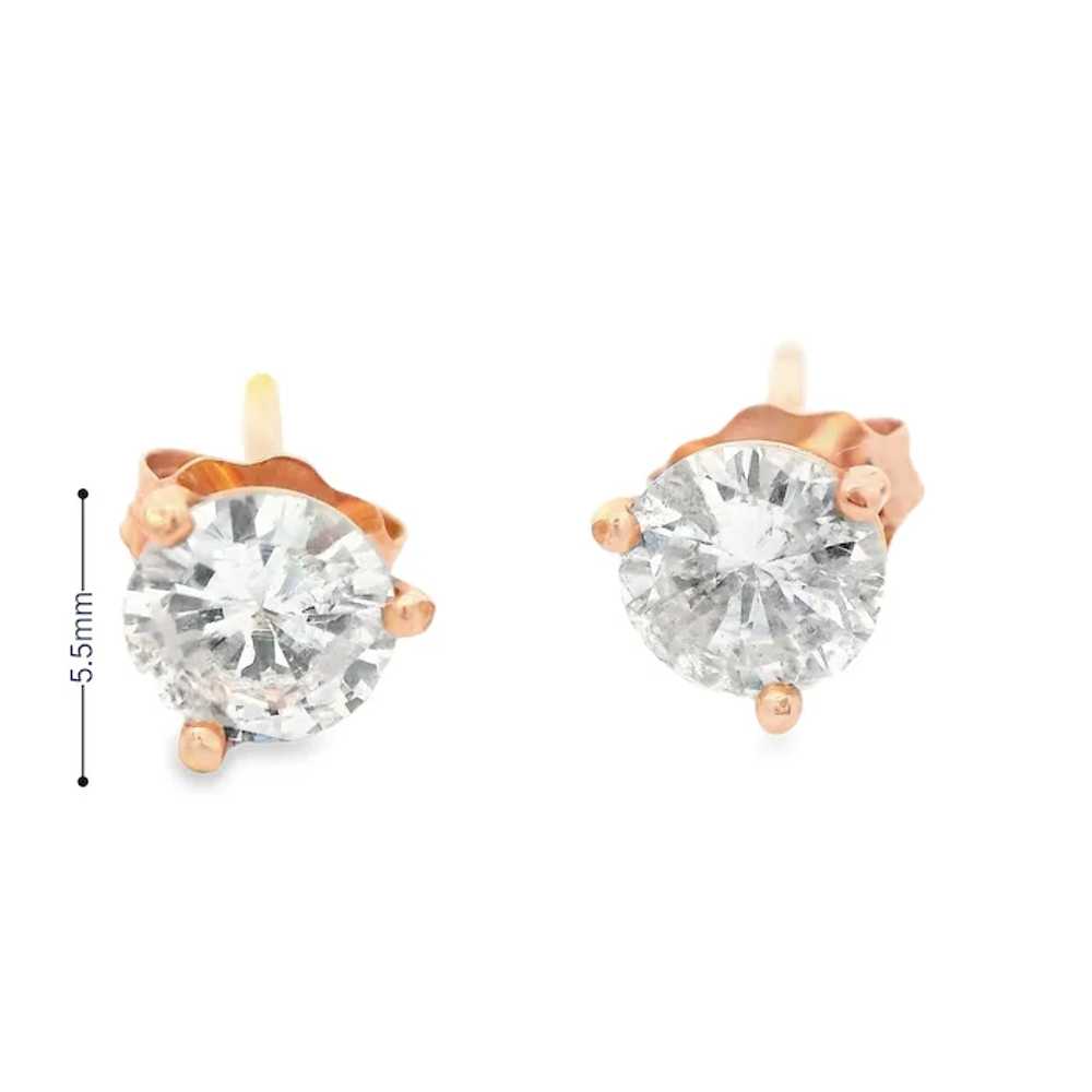 Contemporary 14k Rose Gold Diamond Stud Earrings - image 7