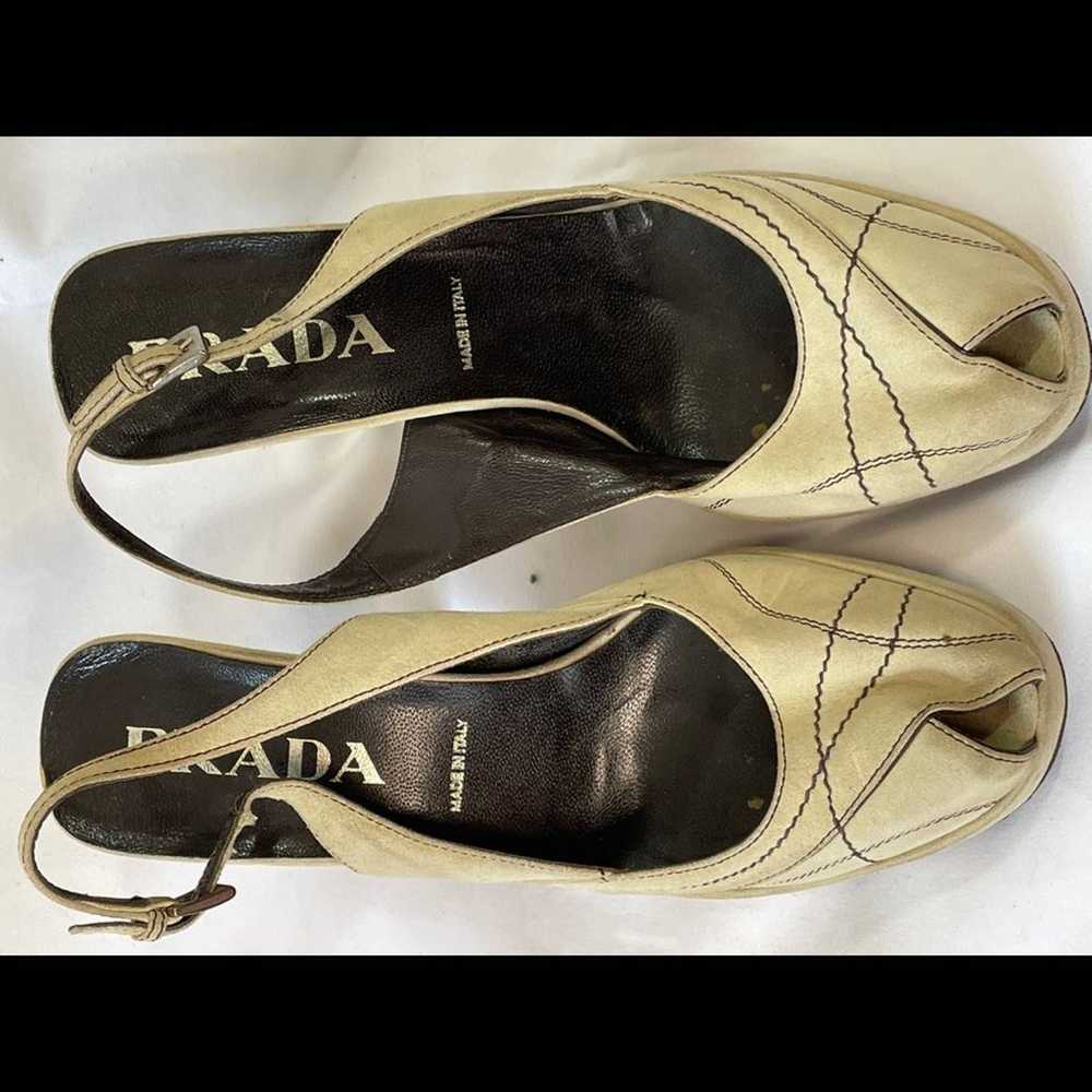 Vintage Prada suede peeptoe sandal heels - image 11