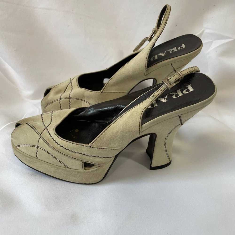 Vintage Prada suede peeptoe sandal heels - image 1