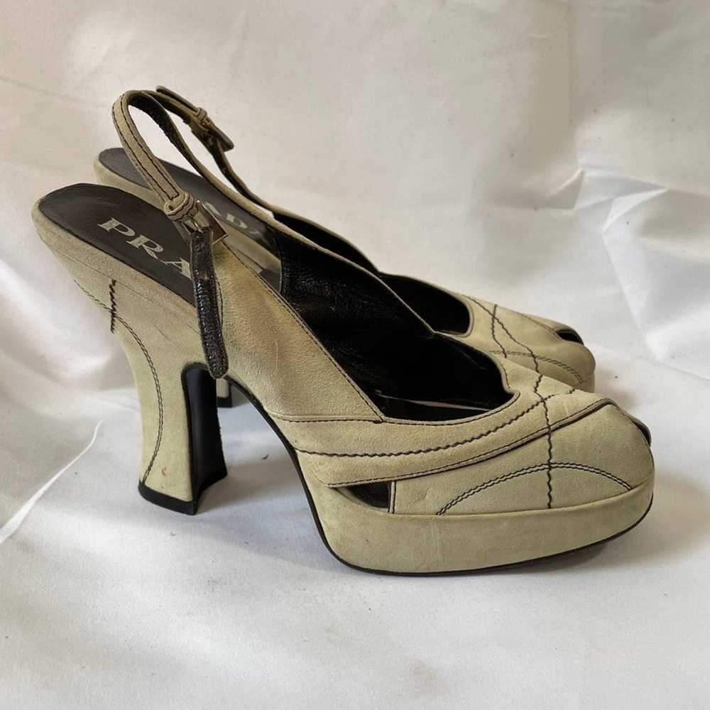 Vintage Prada suede peeptoe sandal heels - image 2