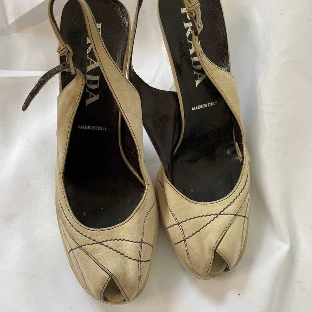 Vintage Prada suede peeptoe sandal heels - image 3