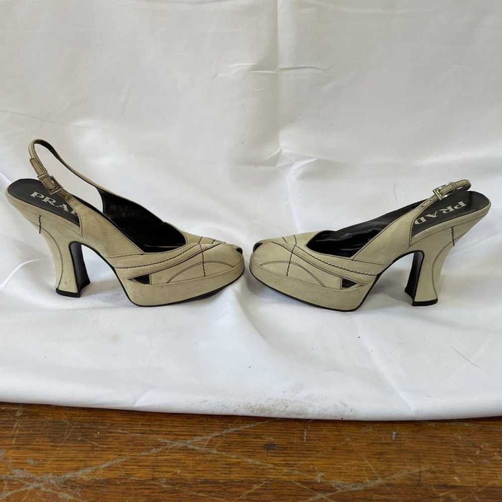 Vintage Prada suede peeptoe sandal heels - image 8