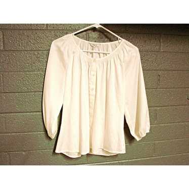 Express Lightweight Button Front Blouse Ivory Lon… - image 1