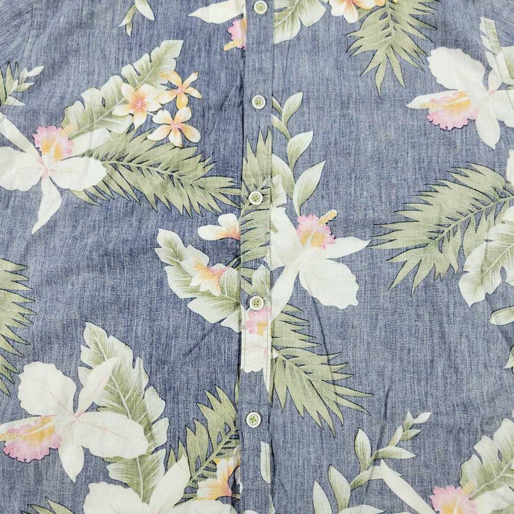 Vintage Denim & Flower Button Shirt Men XL Blue S… - image 2