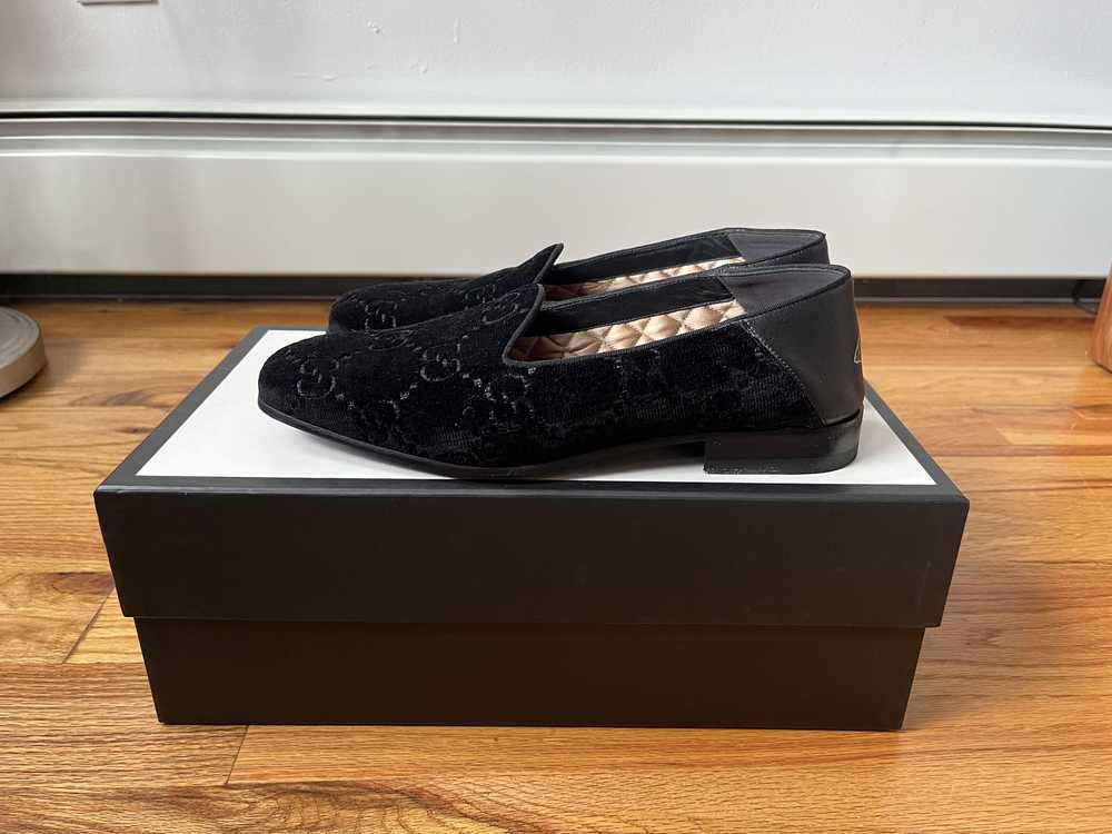 Gucci Velvet interlocking G loafers with foldable… - image 1