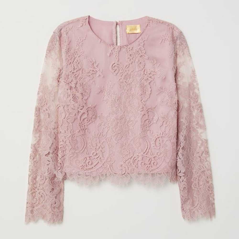 H&M Lace Blouse Vintage Pink - image 1