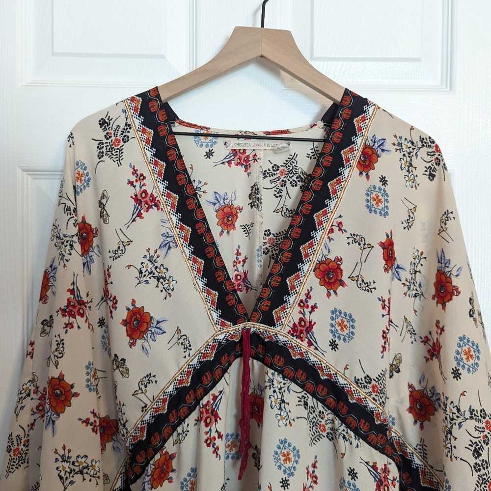 Chelsea & Violet Floral Kimono Blouse Top Beige R… - image 2