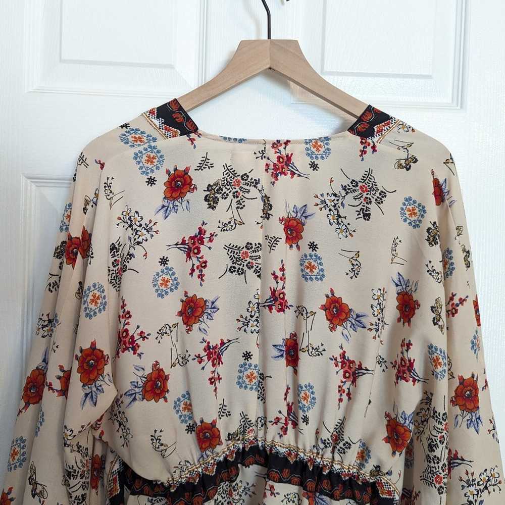 Chelsea & Violet Floral Kimono Blouse Top Beige R… - image 7