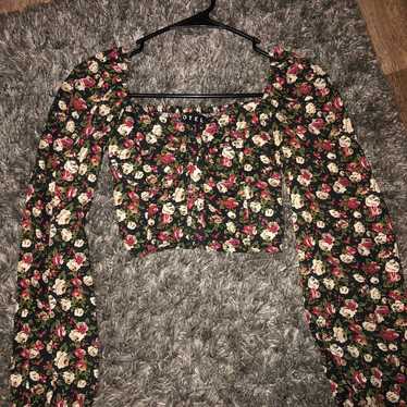 Motel rocks floral long sleeve crop top - image 1