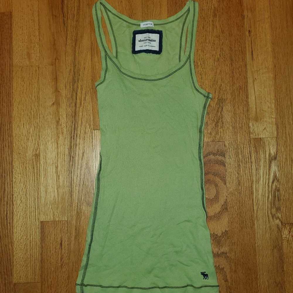 Vintage Y2k/2000's Abercrombie Green Razor Back T… - image 1