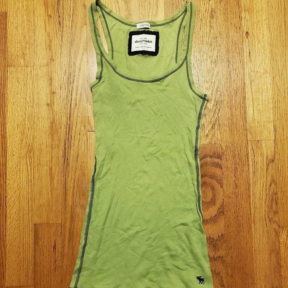 Vintage Y2k/2000's Abercrombie Green Razor Back T… - image 2