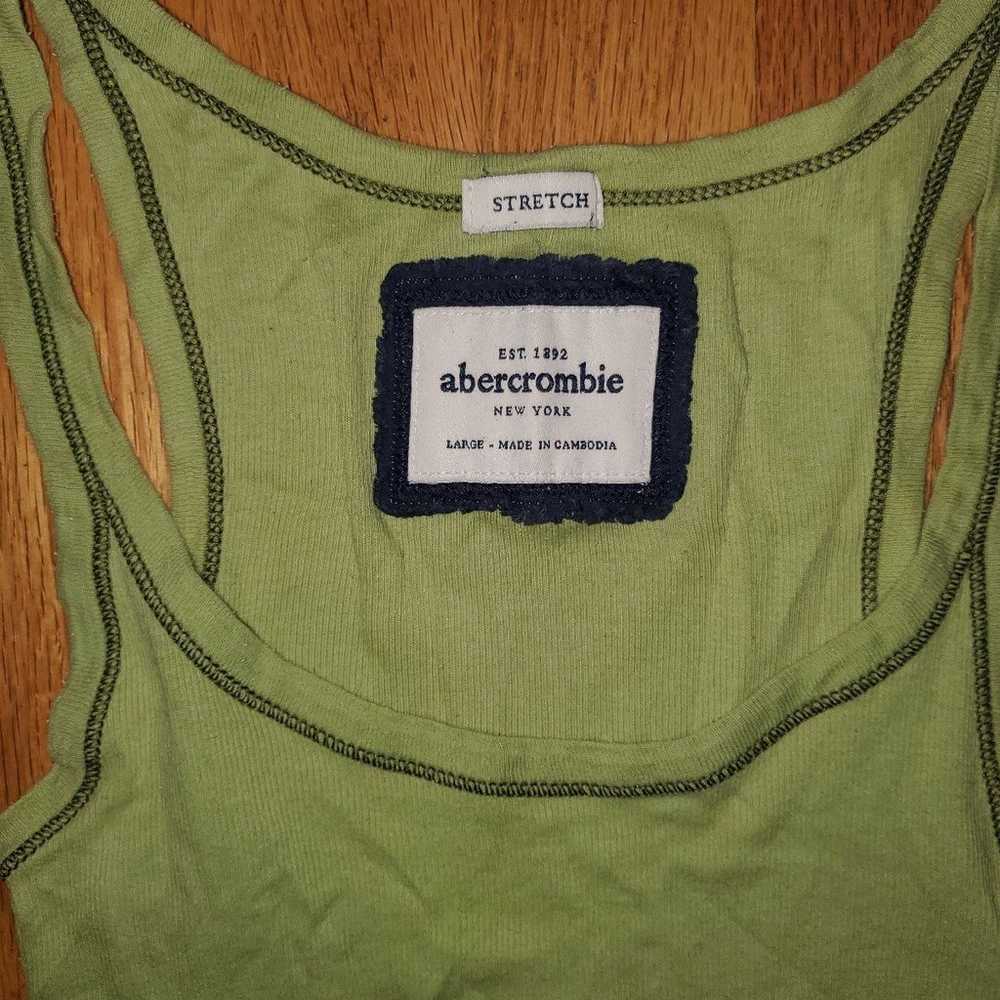 Vintage Y2k/2000's Abercrombie Green Razor Back T… - image 3