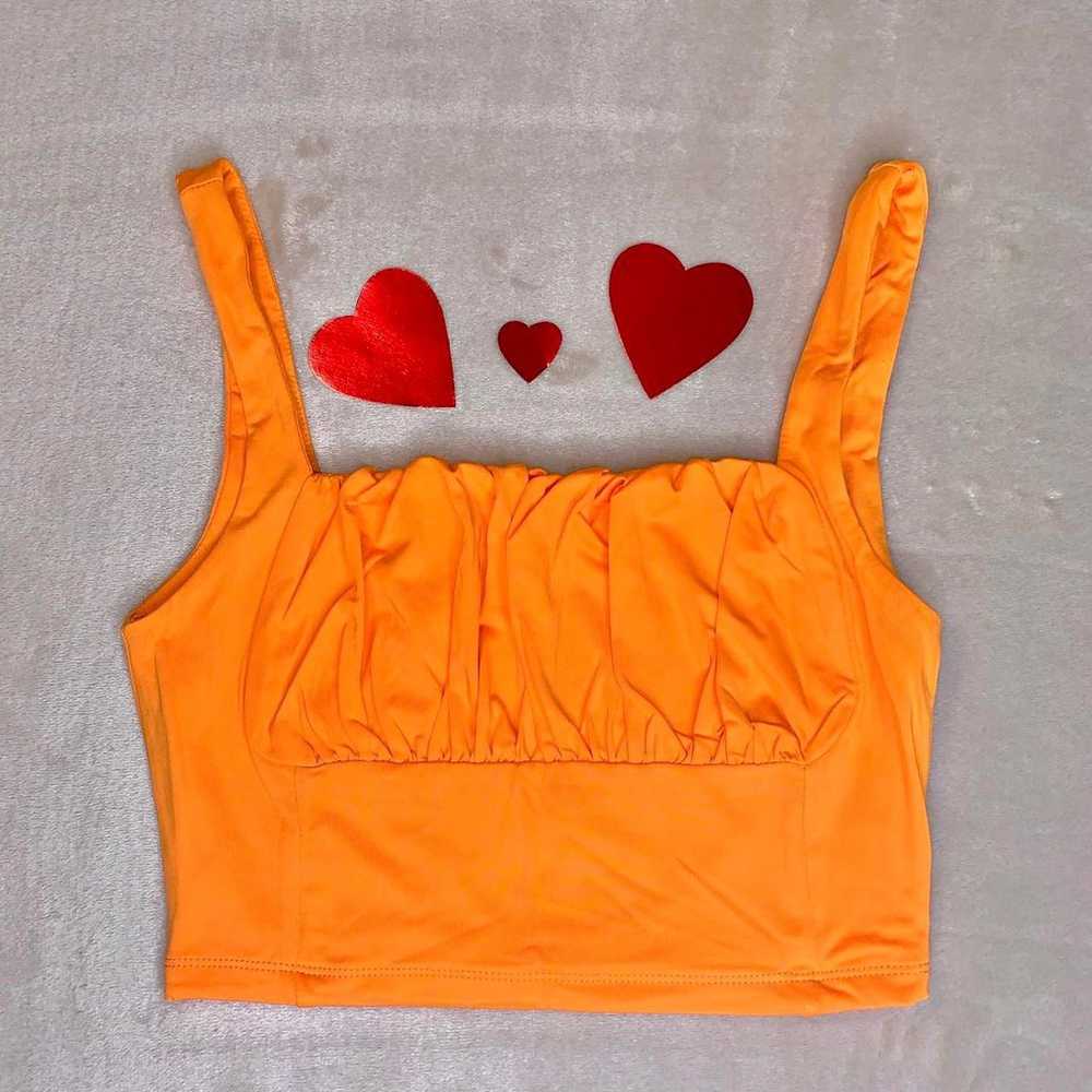 new neon orange XS/S ruffle tank top - image 2