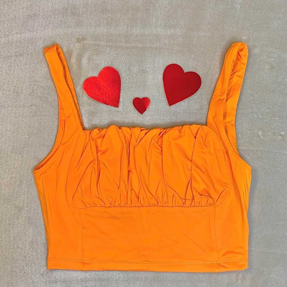 new neon orange XS/S ruffle tank top - image 4