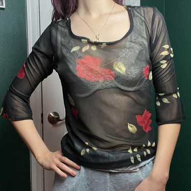 Vintage sheer rose blouse - image 1