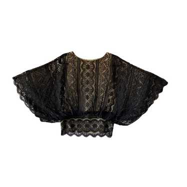 Beyond Vintage Anthropologie Black Lace Blouse Siz